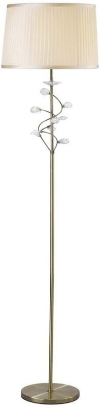 Inspired Diyas - Willow - Stehlampe mit Cremeschatten 1 Helles Antikmessing, Kristall