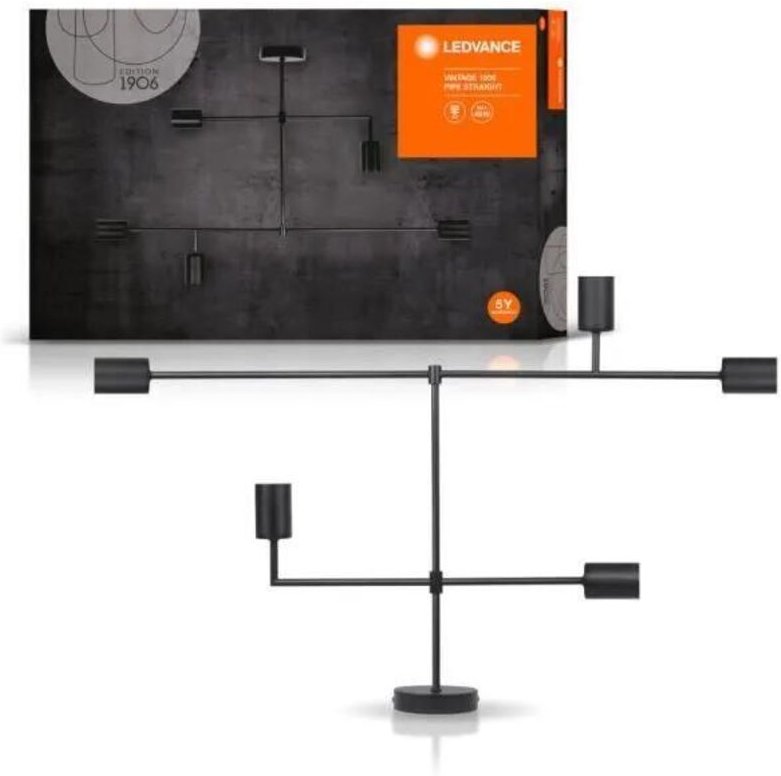 Ledvance Vintage Deckenleuchte Schwarz 5 E27 Glühbirnen