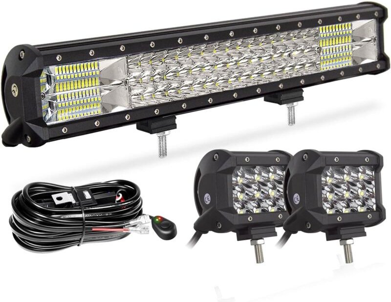 20-Zoll-LED-Lichtleiste (288 W) und 2 Stück 4-Zoll-LED-Lichtleisten (36 W) mit Kabelbaum für 4x4-Fahrzeuge (Pkw, Lkw, Tr...