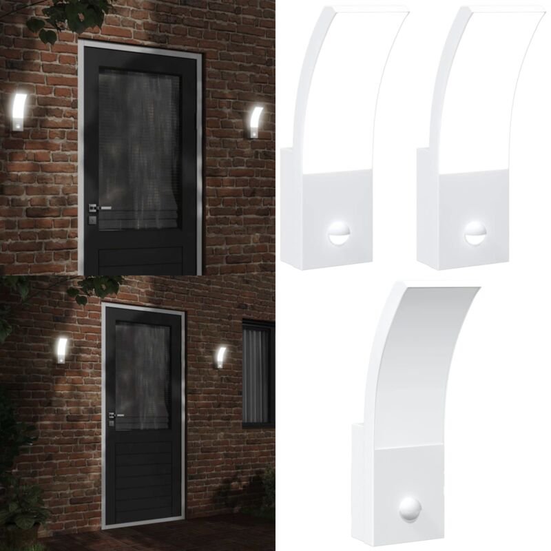 Vidaxl - LED-Außenwandleuchten mit Sensor 2 Stk. Weiß Aludruckguss - LED-Lampe - Außenleuchte - Wandleuchte - Bewegungsm...