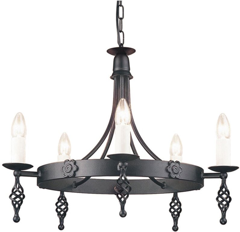 Elstead Belfry - 5 Light Chandelier Black Finish, E14