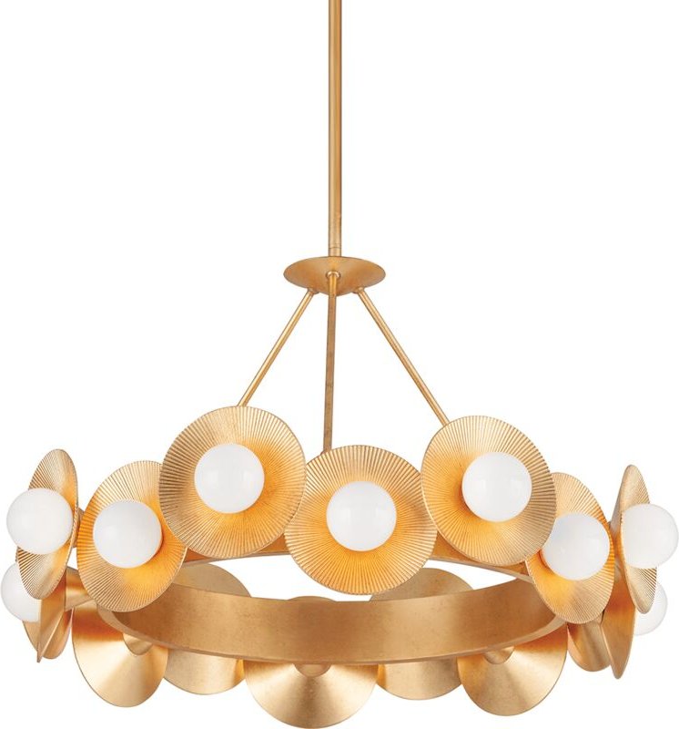 Emerald 16-flammiger Kronleuchter im Vintage-Stil mit Blattgold - Hudson Valley