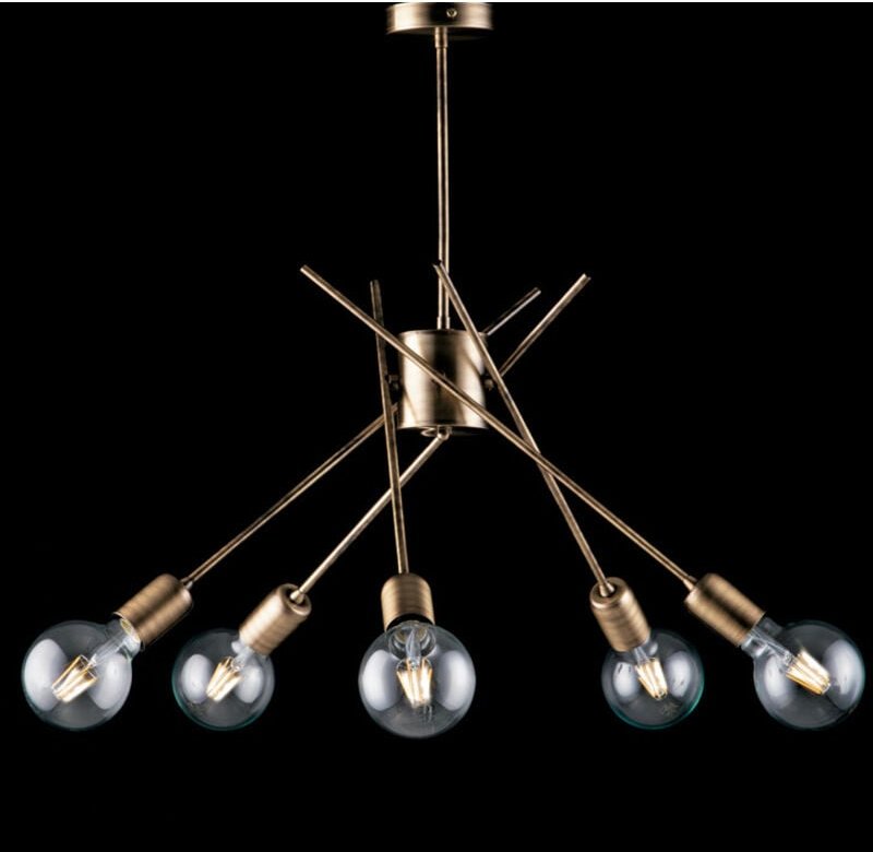 Polnisch – Deckenleuchte aus gebürstetem bronziertem Eisen, 5 Lichter, H.53 – Ø56 – BL186-PL5-BRZ - Bonetti Illumina