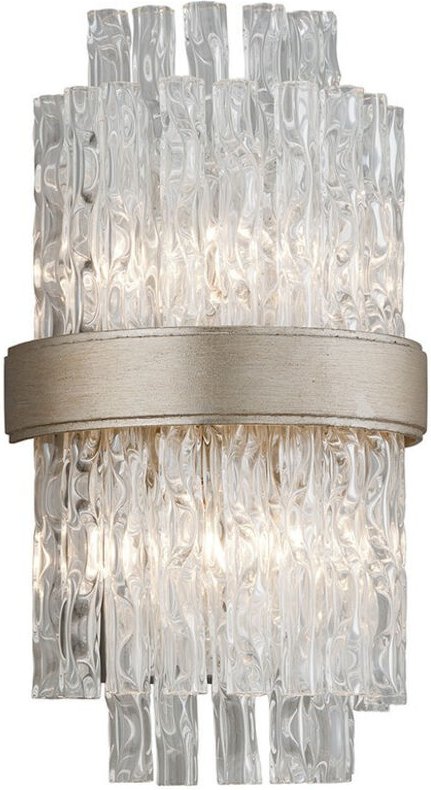 Chime 2 Licht Wandleuchte Blattsilber Edelstahl poliert, Glas