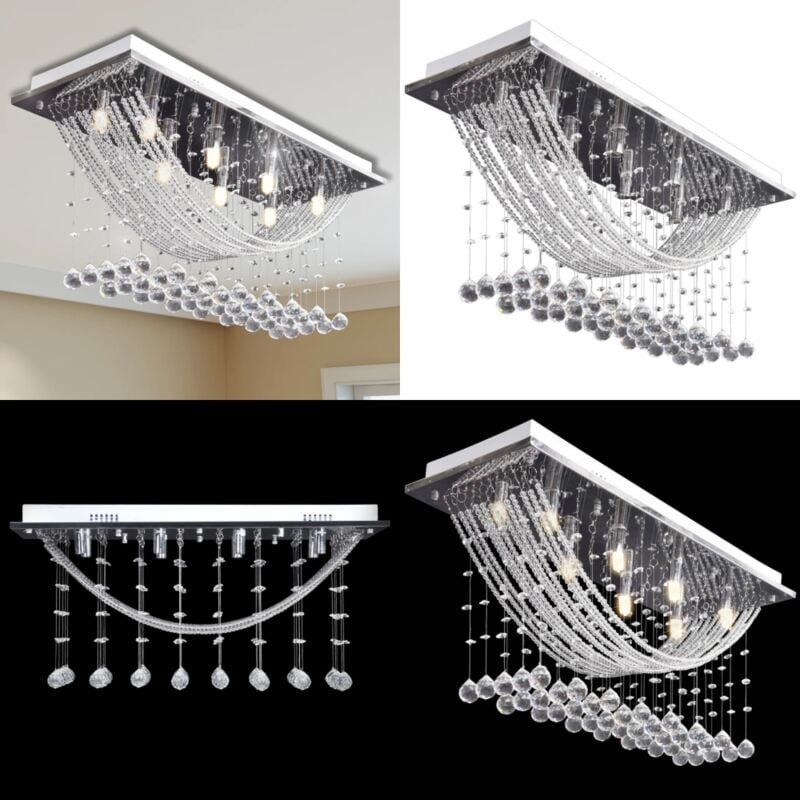 Thumbnail - Weiße Deckenlampe mit funkelnden Glasperlen 8 x G9 29 cm - Deckenleuchte - Deckenleuchten - Home & Living - Silber