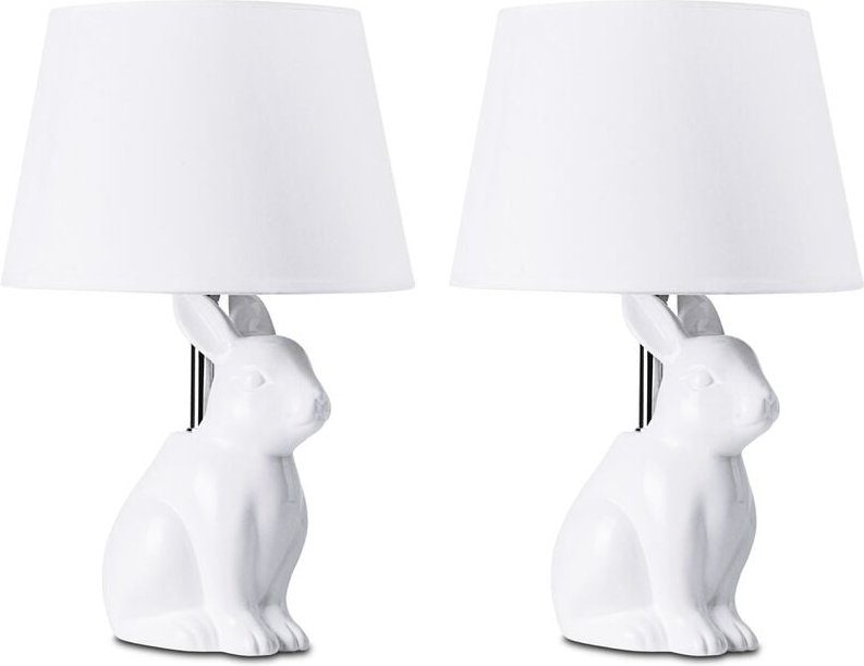 Lepus 2er Set Tischlampen mit Kaninchenmotiv, Weiß - Konsimo