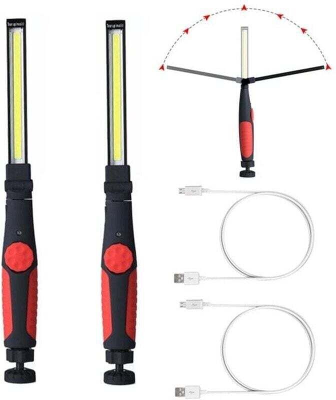 Set mit 2 wiederaufladbaren LED-Arbeitsleuchten, magnetische Motorraumleuchte, batteriebetriebene, kabellose COB-Arbeits...