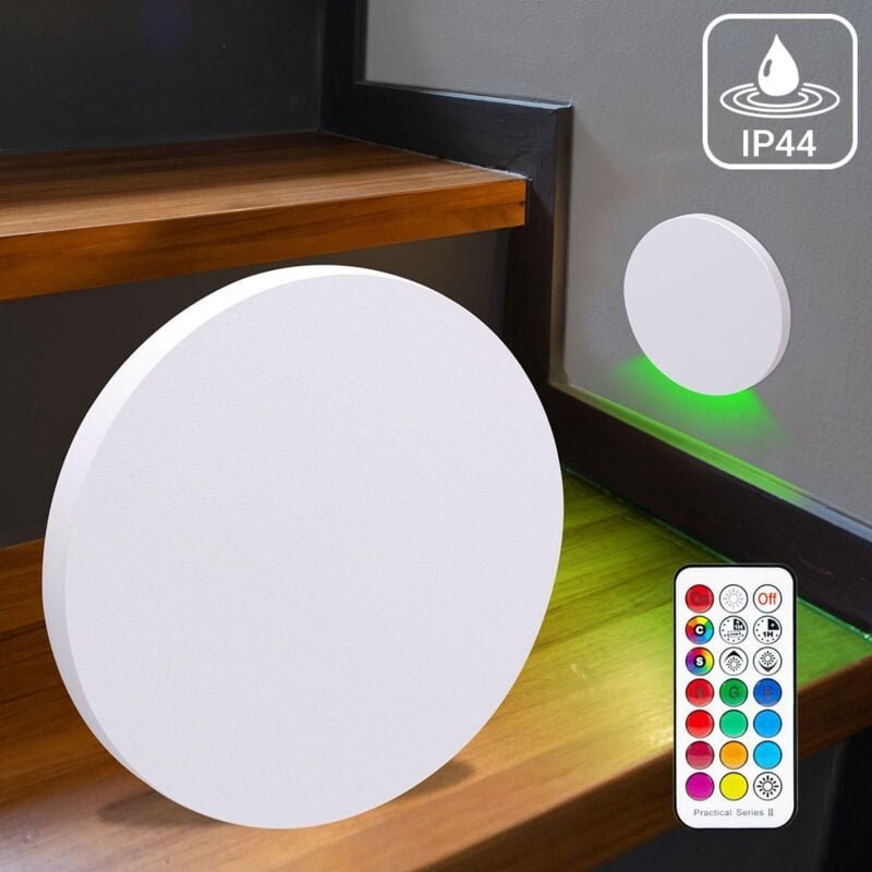 LED Treppenleuchte IP44 rund weiß - Lichtfarbe: RGB Warmweiß 3W - Lichtaustritt: Kato