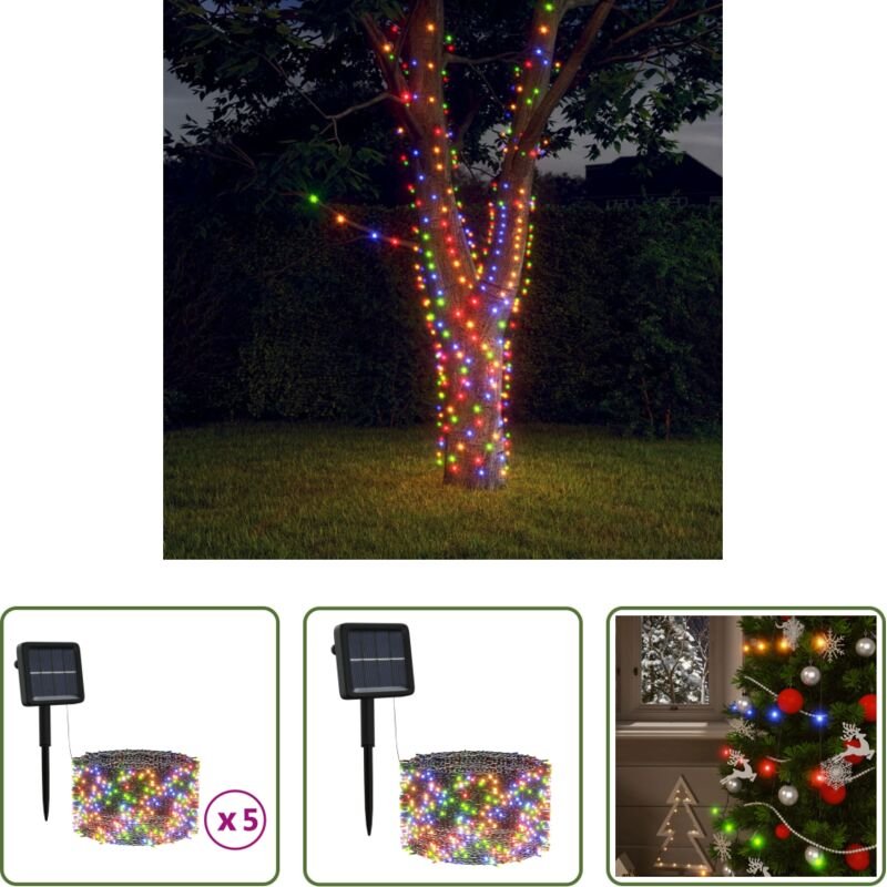 Solarbeleuchtung - Solar-Lichterketten 5 Stk. 5x200 LED Mehrfarbig Innen Außen