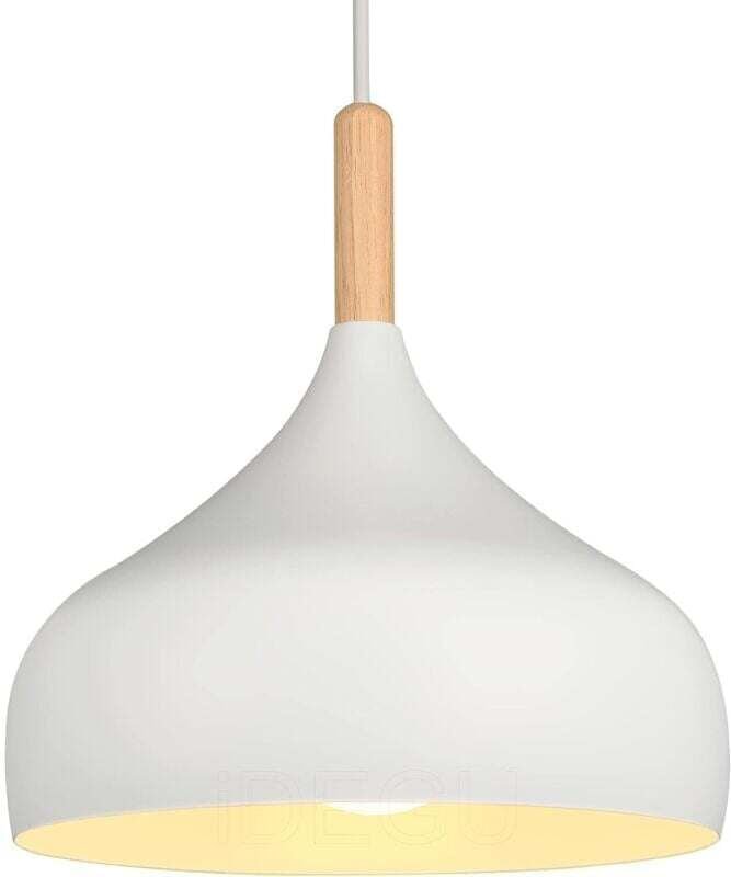 UlisemLustre Suspension Rétro 24CM Hängeleuchte Moderner skandinavischer Stil Tropfenform Deckenleuchte E27 Metall Holz ...