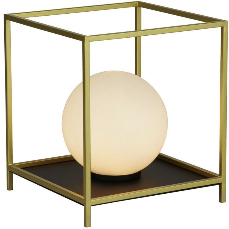 Searchlight Block Tischlampe Goldfarbenes Metall & Opalglas