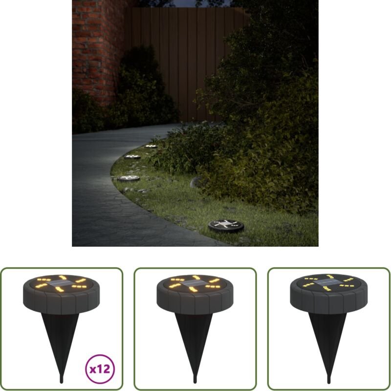 Gartenbeleuchtung - Solar-Bodenleuchten mit Erdspieß 12 Stk. Warmweiß