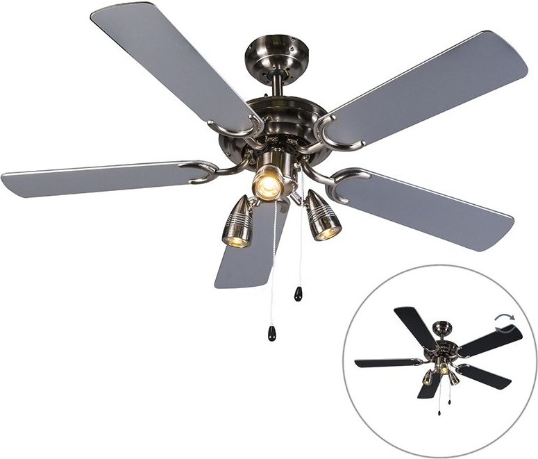 Deckenventilator Stahl 110cm 3-Leuchten mit Zugkordel - Mistral