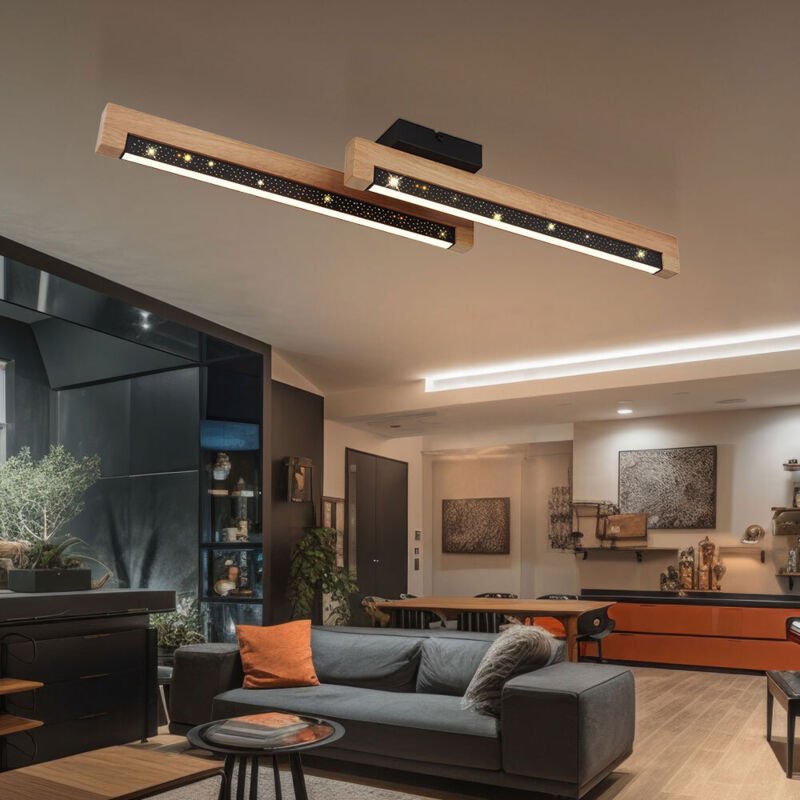 Deckenleuchte Holzlampe Esszimmerleuchte Wohnzimmerlampe Deckenlampe Schlafzimmerleuchte, Metall Holz Alu Kunststoff sch...