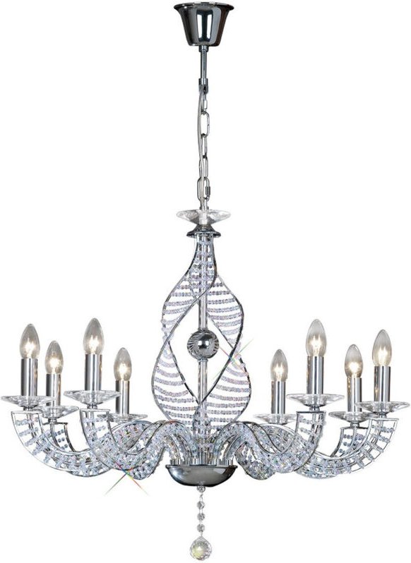 Inspired Santo Pendelleuchte mit 8 Leuchten, E14, poliertes Chrom/Kristall
