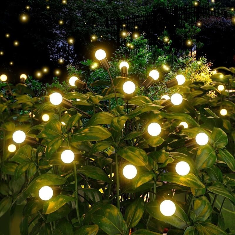2er-Pack solarbetriebene Glühwürmchenlichter, 10 LED-Solar-Gartenlichter für den Außenbereich, wasserdicht, explosionsar...