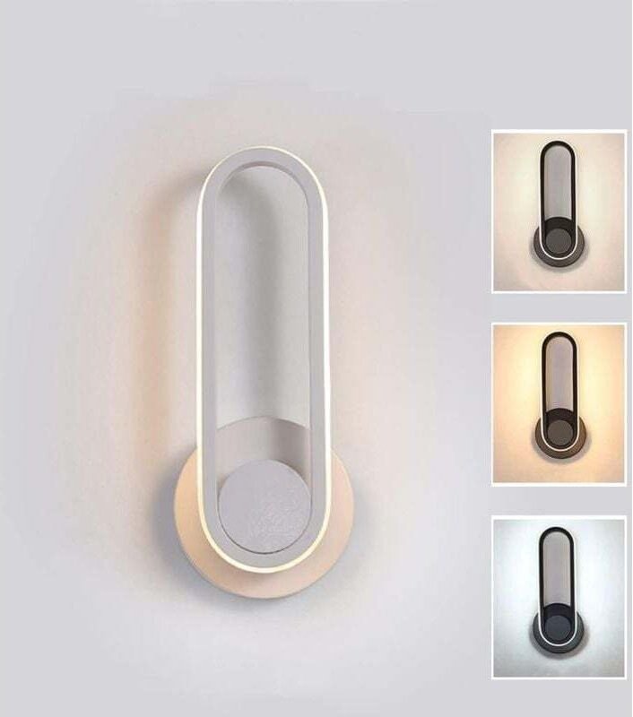 Moderne Wandleuchten für den Innenbereich, 3 Farbtemperaturen, 24 w, LED-Wandleuchte, 360 ° drehbar (weiß) mumu