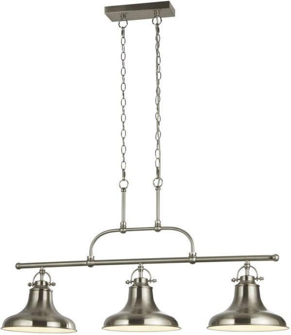 Dallas - 3 Lichtleiste Anhänger Satin Silber, Weiß, E27 - Searchlight