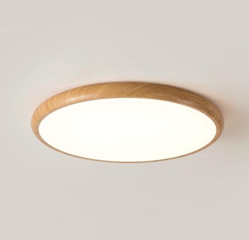Runde LED Deckenleuchte im Japanischen Stil 30cm – Ultra Flach – Holzoptik Natur – 3 Farbtemperaturen wählbar