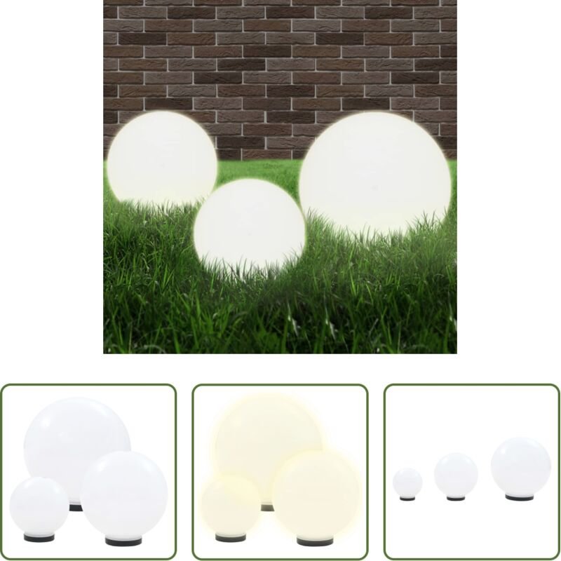 vidaXL Kugellampen - LED-Gartenleuchten-Set 3-tlg. Kugelförmig 20/30/40 cm PMMA