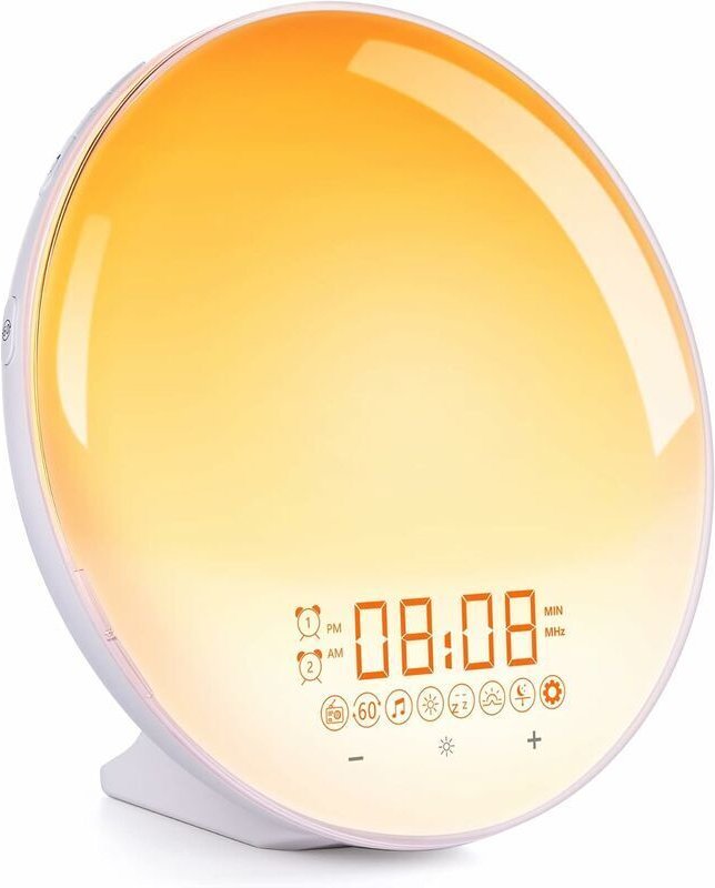 Lichtwecker, Morgen-Radiowecker mit Lichteffekten, 20-stufiger Helligkeitssensor, Touch-Funktion, Phototherapie mit Weck...