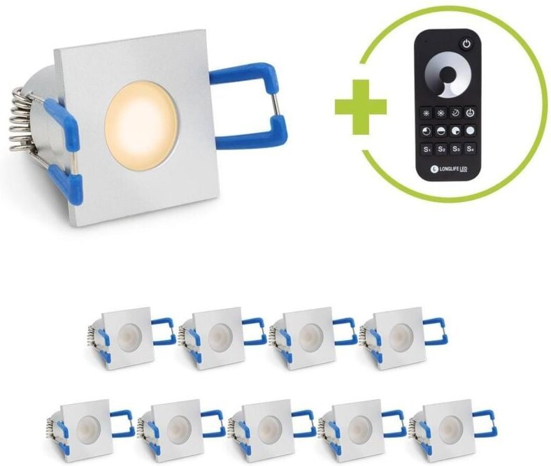 Einbaustrahler Mini Livorno eckig 3W 2700K IP65 - Farbe: silber - Anzahl: 10x