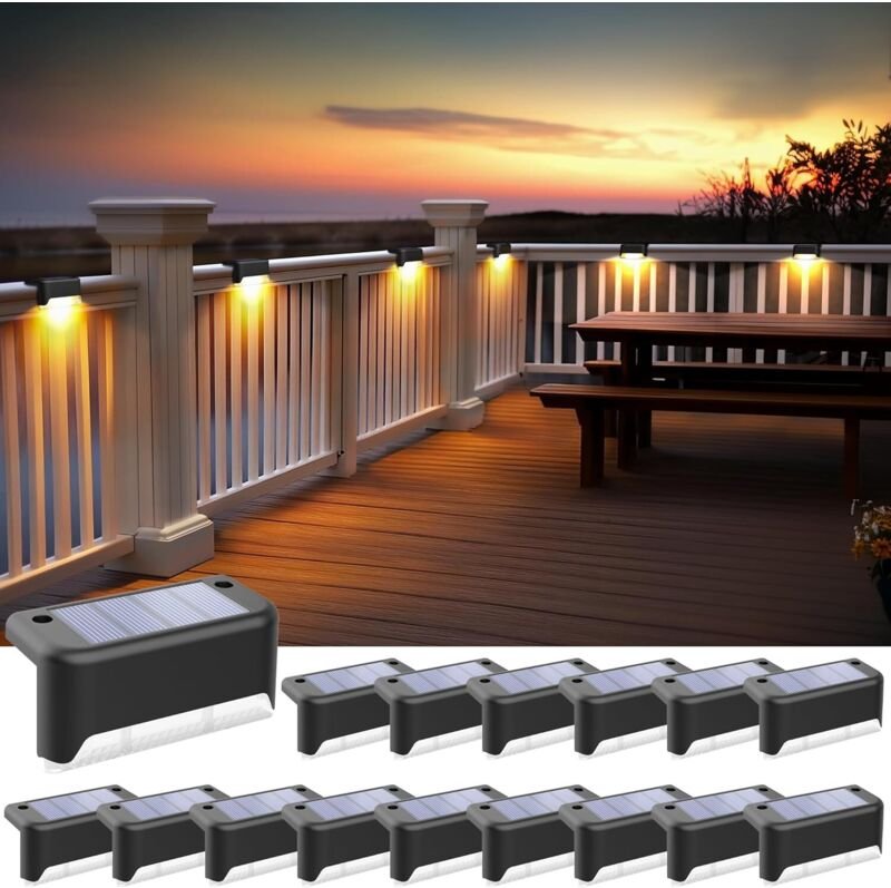 Schwarze Solarleuchten mit Muscheln, warmes Licht für den Außenbereich, 16 Stück, 7,8 x 2,8 x 4,7 cm, wasserdicht, Acryl...