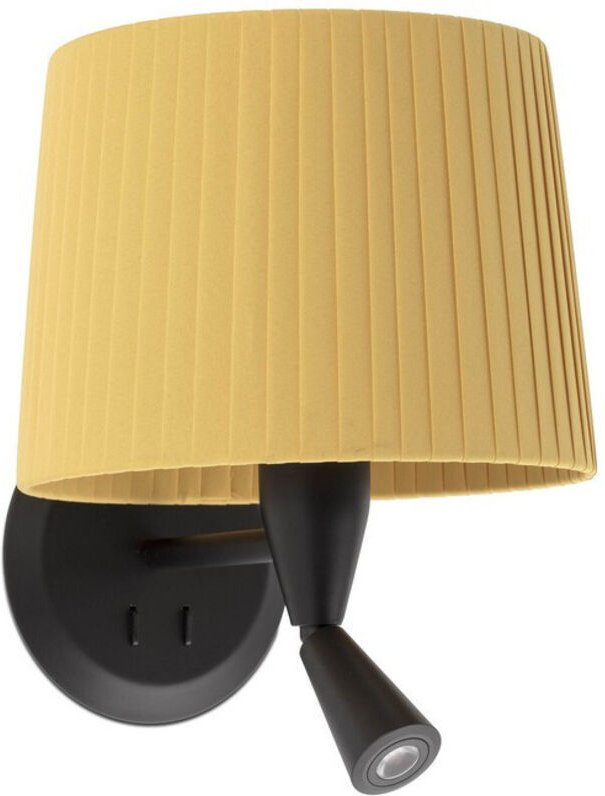Samba Wandleuchte innen mit Leser schwarz/Polyesterseide gelb 64309-36