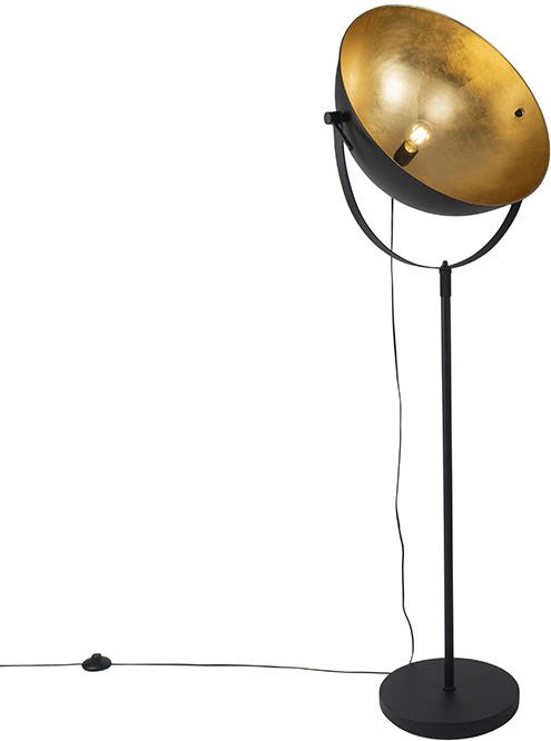 Industrie Stehlampe schwarz 50 cm mit Gold verstellbar - Magnax