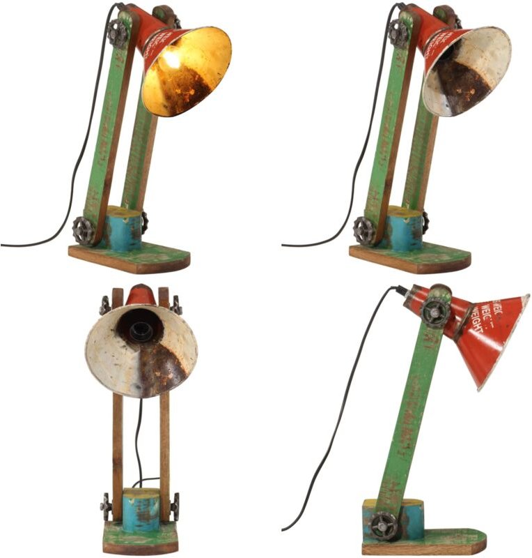 Schreibtischlampe 25 W Mehrfarbig 23x13x52 cm E27 - Industriestil - Holzlampe