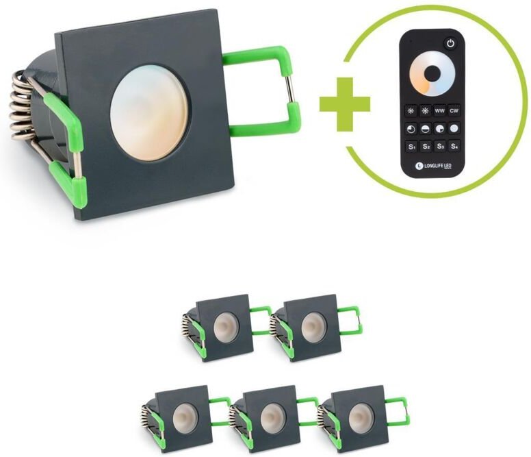 Einbaustrahler Mini Livorno eckig 3W CCT IP65 - Farbe: anthrazit RAL 7016 - Anzahl: 6x