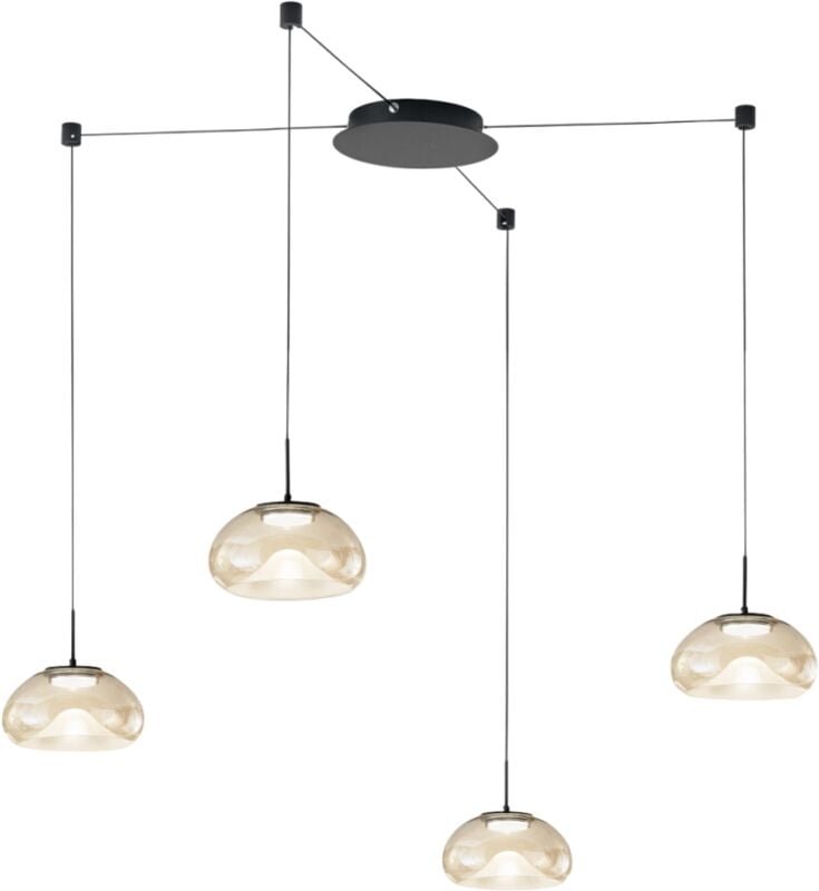 Brena - Cognacfarbene 4-flammige dezentrale Pendelleuchte Fabas Luce - 40 w dimmbare led - Dezentrale Montage