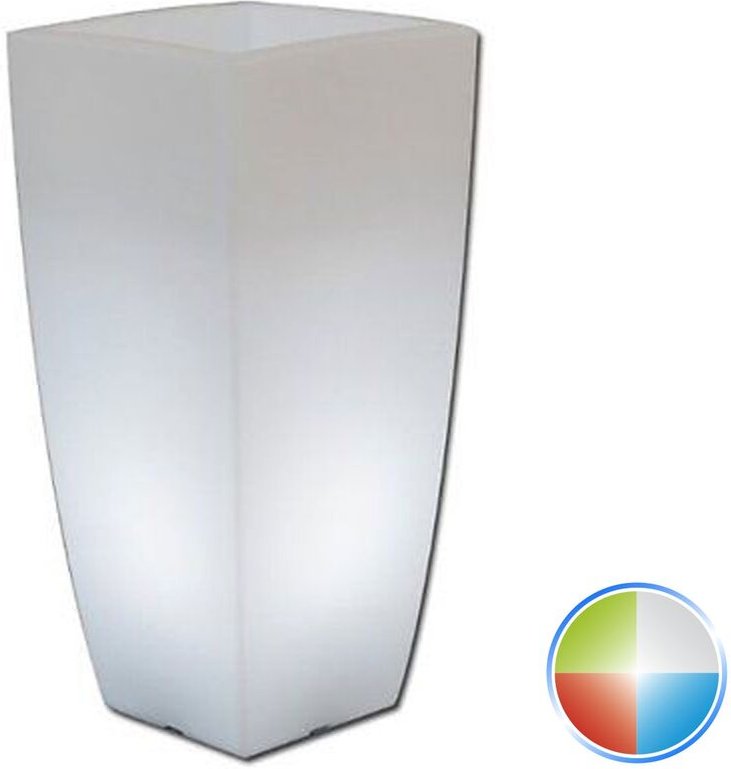 Harz-Blumentopf eckig mod. Agave 40x40 cm h 90 mit multicolor led mit Batterie