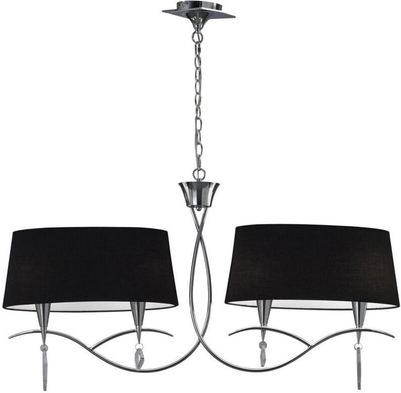 Inspired Mantra - Mara - Deckenanhänger 2 Arm 4 Licht E14, Chrom poliert mit schwarzen Farbtönen