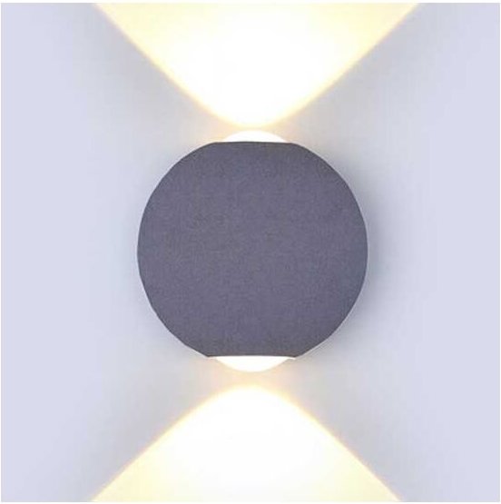 V-TAC VT-836 6W LED wandlamp neutralweiß 4000K aluminum grau rund körper IP65 - SKU 8306
