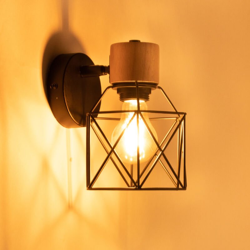 Retro Industrielle Wandleuchte Rostikal Schmiedeeisen Wandlampe Küche Bar Restaurant Loft E27 Schwarz