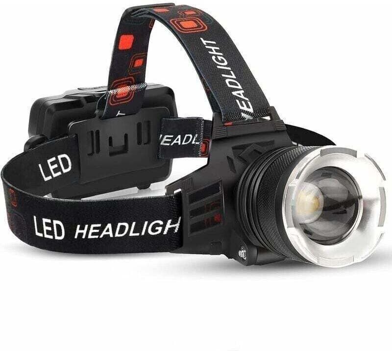 Wiederaufladbare LED-Stirnlampe, 90000 Lumen superhell mit 5 Modi und IPX6 wasserdicht, USB-wiederaufladbar, 90° verstel...