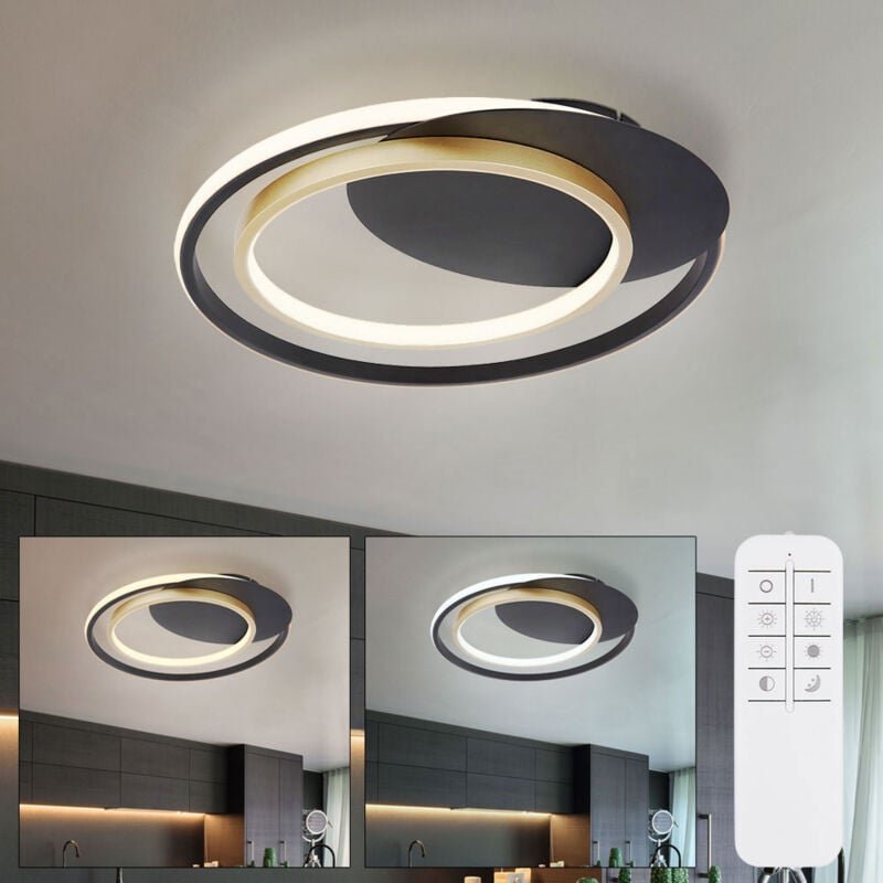 Deckenleuchte dimmbar Wohnzimmer Memory Funktion Nachtlicht Modern Fernbedienung Designleuchte Decke Metall, CCT-Schaltu...