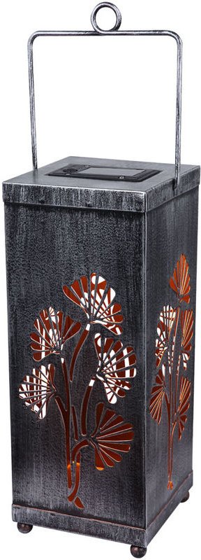 Led Solarleuchte Außenlampe Solar Hängeleuchte Solarlampe Gartenlaterne, Blumen Design Dekor Stanzungen, Metall, silber ...