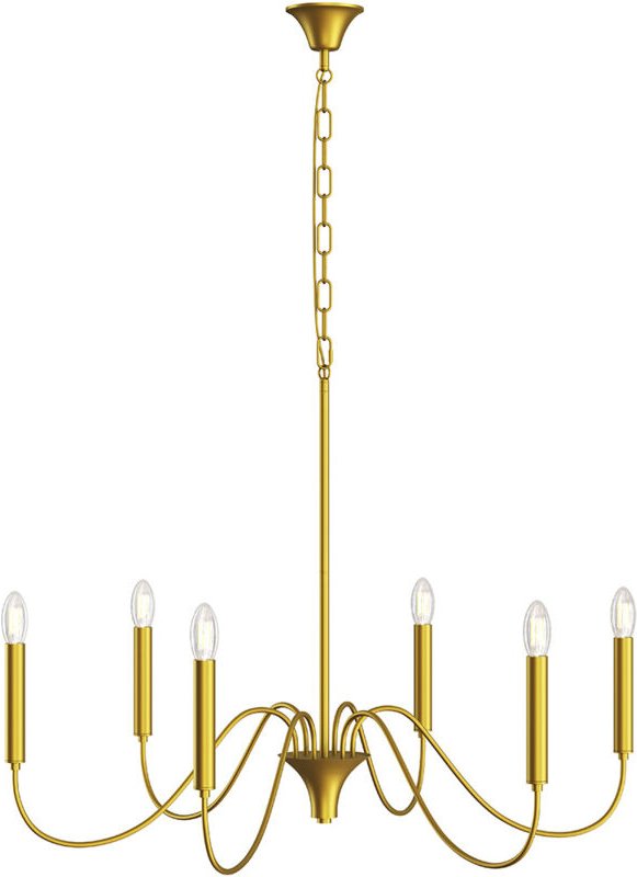 Goldene Pendelleuchte mit 6 Armen – Moderner Kronleuchterstil aus Metall - Vintessa Gold