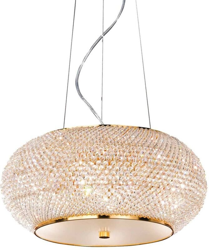 Ideal Lux - Pasha' - 6 Licht Decke Anhänger Gold mit Kristallen, E14