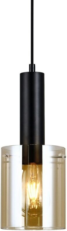 Sardo - Modern Hanging Pendant Black 1 Light mit Bernsteinfarbton, E27 - Italux