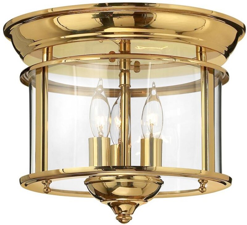 Elstead - Deckenleuchte Lampe Wohnzimmerleuchte Stahl Glas Messing d 29 cm 3 Flammig