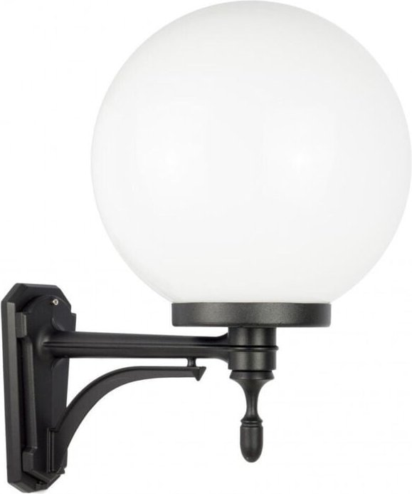 Gartenwandleuchte Kugel weiß oder geräuchert 30 cm 1xE27 schwarz IP43 SU-MA Kule K 3012/1/K 300 U