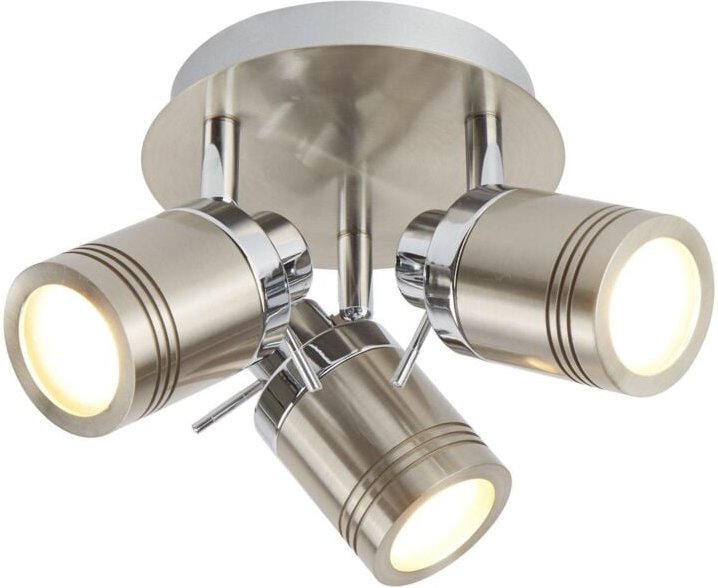 Searchlight Samson - 3 Licht Badezimmer Deckenstrahler Satin Silber IP44, GU10