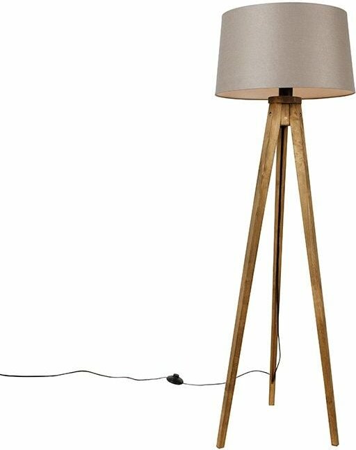 Ländliches Stativ Vintage Holz mit Leinenschirm Taupe 45 cm - Tripod Classic