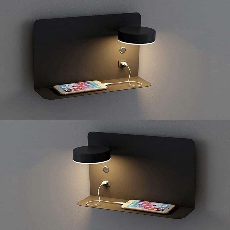 12 W verstellbare LED-Wandleuchte mit USB-Ladefunktion, Wandlampen, 3 Farbtemperaturen, 330°-Drehung, Beleuchtung, moder...