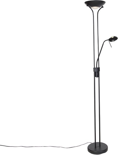 Moderne Stehlampe schwarz mit Leselampe inkl. led dunkel bis warm - Diva