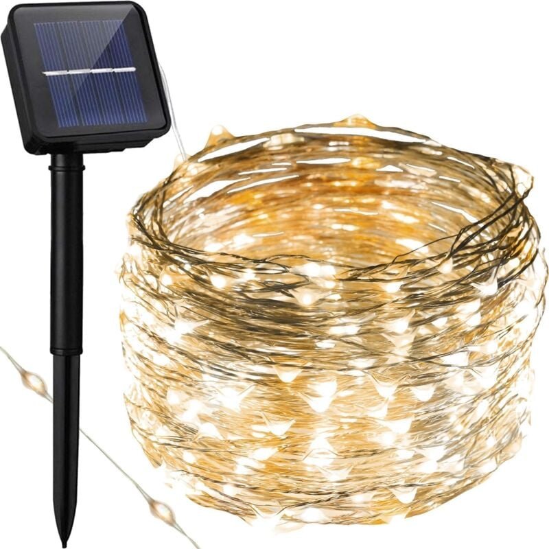 Garland Solar-Gartenleuchten, Kabellampe, 200 LEDs, warmweiß