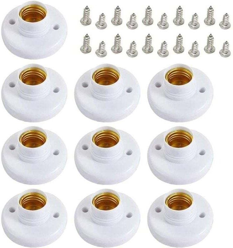10 Stück E27-Glühbirnenfassungen, E27-Lampenhalter, runde Kunststoff-Schraubfassungen, E27-Wandlampenhalter, runde Schra...
